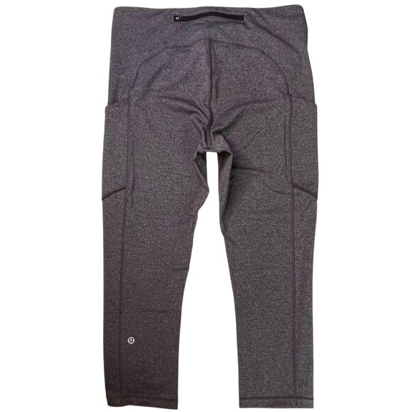 Lululemon Speed Up Crop 21" Heathered Black Leggings Size 10 Back & Side Pockets - Picture 6 of 11
